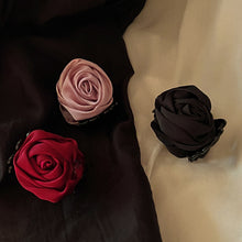 Load image into Gallery viewer, Rose Flower Hair Clip Medium Hair Volume Less Vintage Satin