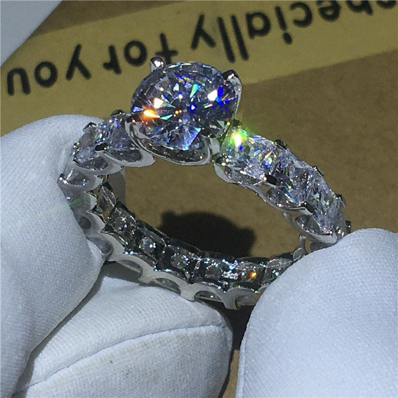 Choucong Unique Design Promise ring 1ct AAAAA Cz Zircon 925 Sterling Silver Engagement Wedding Band Rings for women men Jewelry