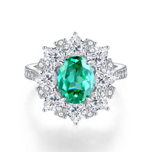 Load image into Gallery viewer, S925 Sterling Silver Emerald Ring Female High Carbon Diamond