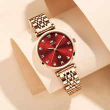 Load image into Gallery viewer, Calendar Quartz Watch Business Waterproof Ladies Watch Women&#39;s Steel Band Red Women&#39;s Watch