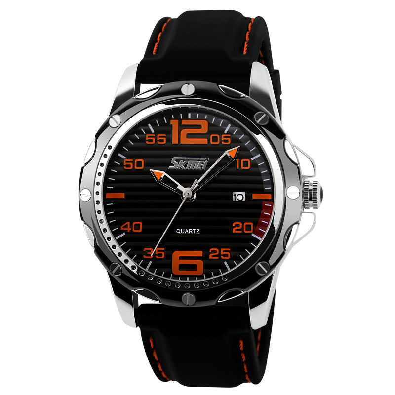 Men's Business Gifts Classic Trend Silicone Strap Watch Waterproof Calendar Watch