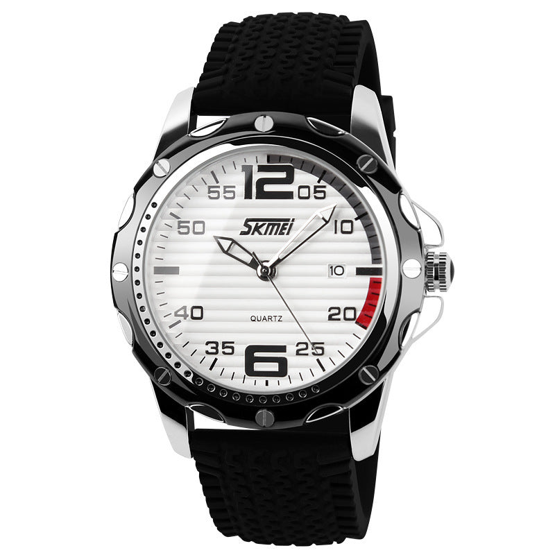 Men's Business Gifts Classic Trend Silicone Strap Watch Waterproof Calendar Watch