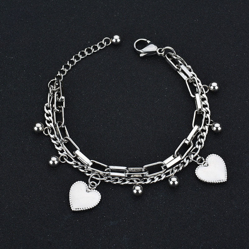 New Ladies Bracelet Bracelet Stainless Steel Bracelet Girlfriends Couple Gift Simple and Wild Love Heart Bracelet