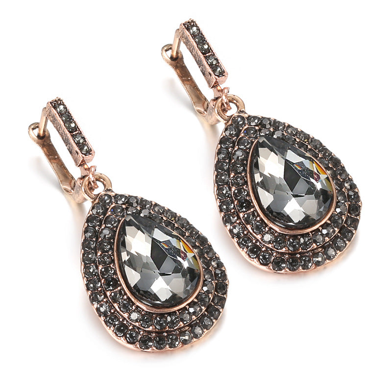 Earrings Women's European And American Stylish Water Drop Zircon