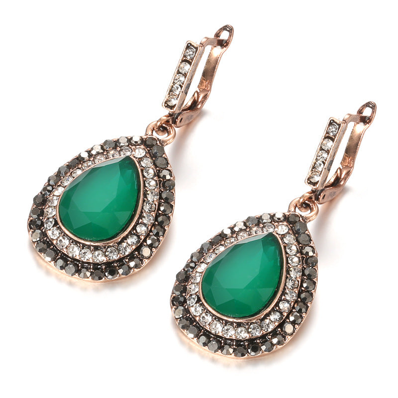 Earrings Women's European And American Stylish Water Drop Zircon