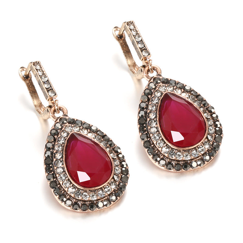 Earrings Women's European And American Stylish Water Drop Zircon