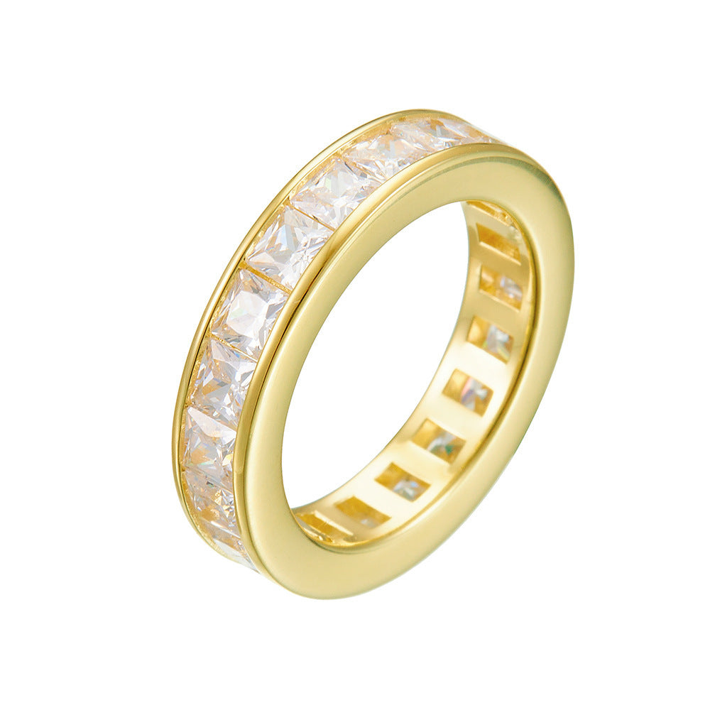 Simple Personalized All-match Square Zircon Ring