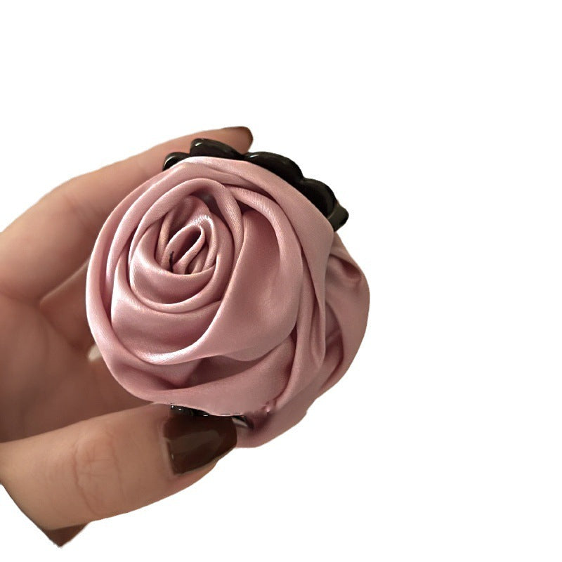 Rose Flower Hair Clip Medium Hair Volume Less Vintage Satin