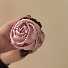 Load image into Gallery viewer, Rose Flower Hair Clip Medium Hair Volume Less Vintage Satin