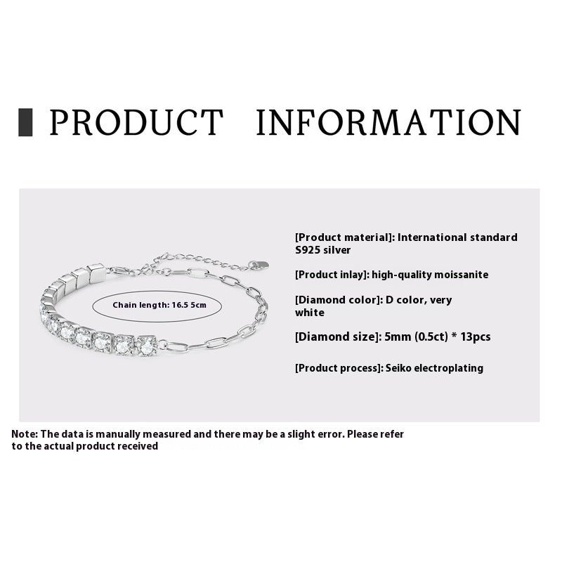 Moissanite Full Diamond High-grade S925 Sterling Silver Bracelet For Women