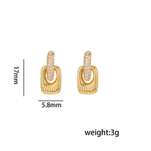 Load image into Gallery viewer, Titanium Steel Vacuum Plating Square Spot Drill Vintage Earrings