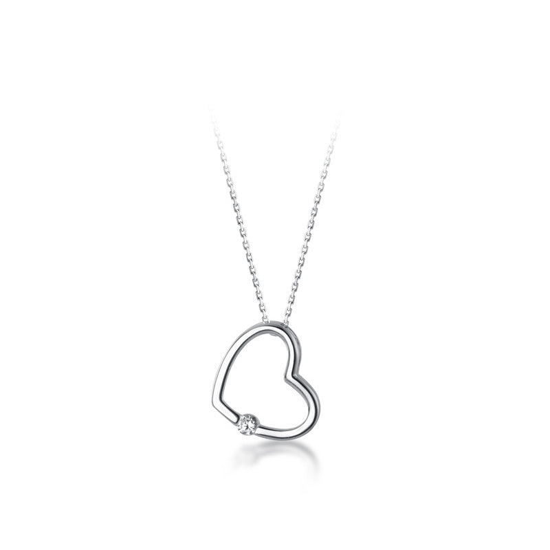 S925 Silver New Style Collarbone Necklace Small Heart-shaped