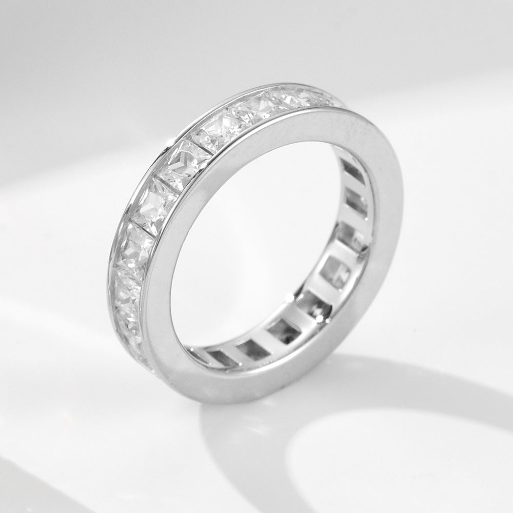 Simple Personalized All-match Square Zircon Ring