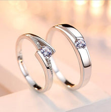 Load image into Gallery viewer, Simulation Diamond Ring Couple Rings A Pair of Live 925 Silver Men and Women Marriage Rings Lettering Rings Diamond Rings