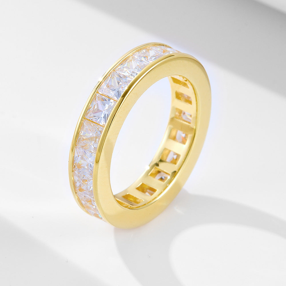 Simple Personalized All-match Square Zircon Ring