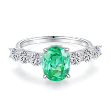 Load image into Gallery viewer, S925 Sterling Silver Emerald Ring Female High Carbon Diamond