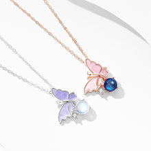 Load image into Gallery viewer, Female 925 Silver Forest Personalized Glass Butterfly Necklace