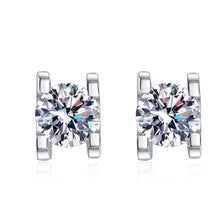 Load image into Gallery viewer, 925 Sterling Silver Bull Head Stud Earrings Women Inlaid Moissanite Small