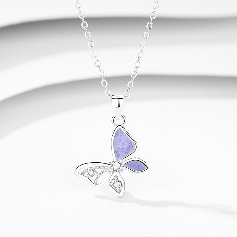 Female 925 Silver Forest Personalized Glass Butterfly Necklace