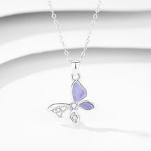 Load image into Gallery viewer, Female 925 Silver Forest Personalized Glass Butterfly Necklace