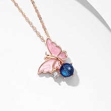 Load image into Gallery viewer, Female 925 Silver Forest Personalized Glass Butterfly Necklace