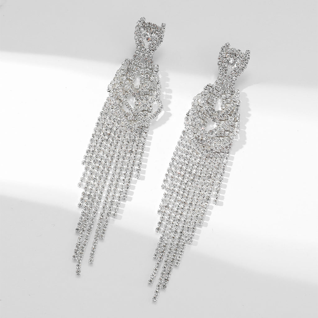 Full Diamond Long Tassel Women's Earrings