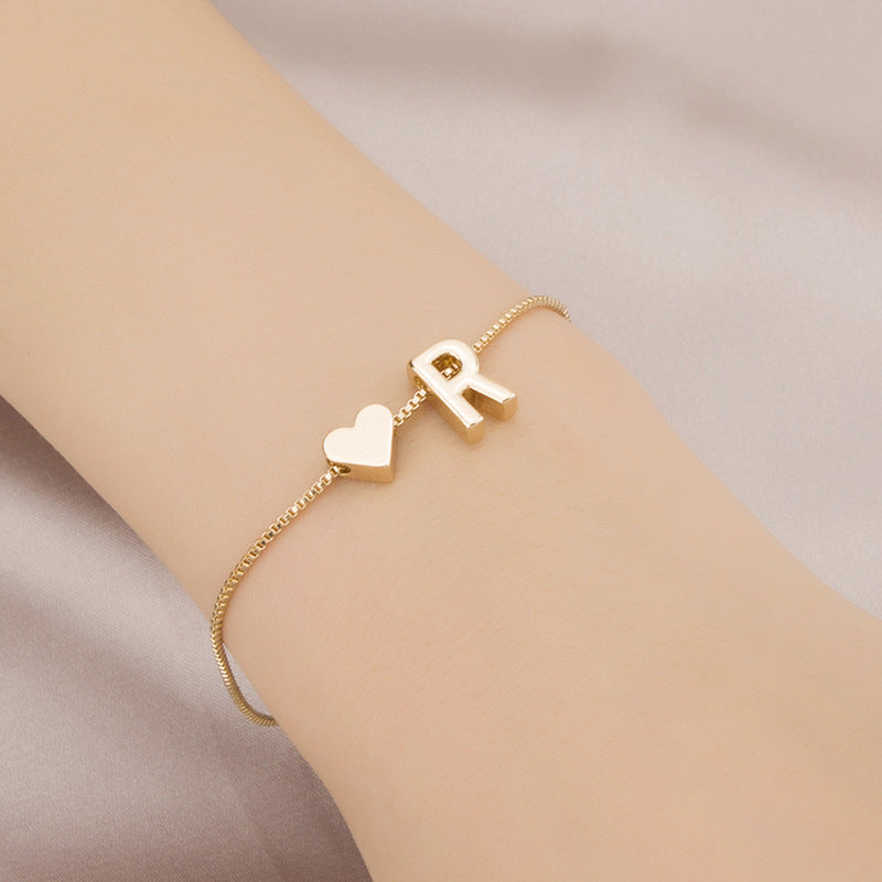 Bracelet Love Heart English Letter Personality Ornament Simple