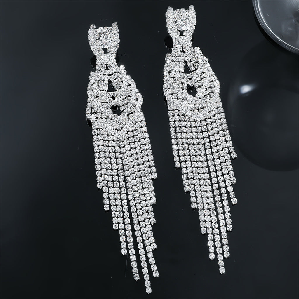 Full Diamond Long Tassel Women's Earrings