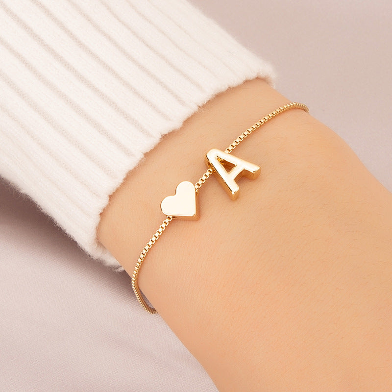 Bracelet Love Heart English Letter Personality Ornament Simple