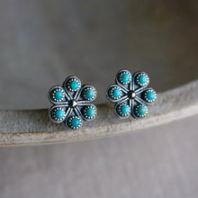 Load image into Gallery viewer, Retro Turquoise Snowflake Ear Stud