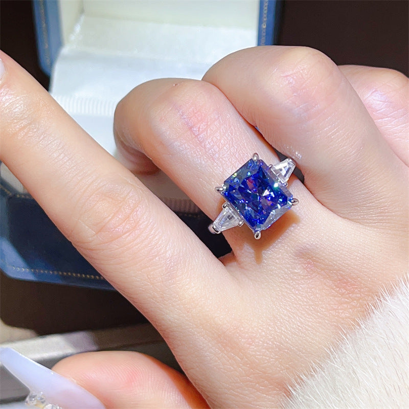 Sapphire Blue Ledean 5 Karat Moissanite Ring