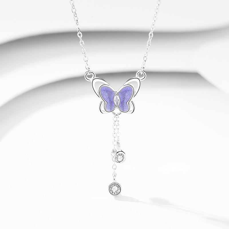 Female 925 Silver Forest Personalized Glass Butterfly Necklace