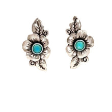 Load image into Gallery viewer, Bohemian Plant Rose Leaf Inlaid Turquoise Earrings