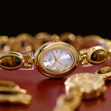 Load image into Gallery viewer, BS Gold Retro Rich Tigereye Chain Watch