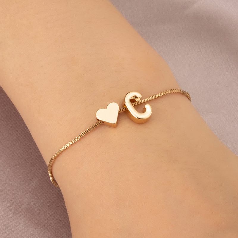 Bracelet Love Heart English Letter Personality Ornament Simple