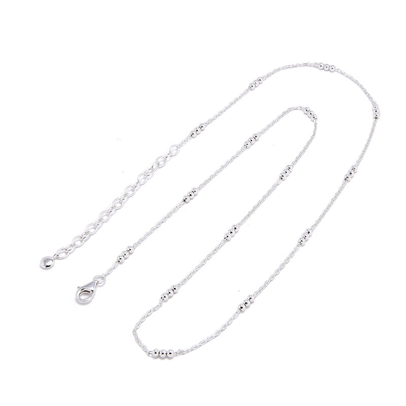 S925 Silver Plated Triple Beaded Temperament Clavicle Necklace