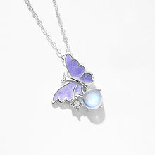 Load image into Gallery viewer, Female 925 Silver Forest Personalized Glass Butterfly Necklace