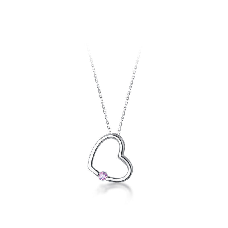 S925 Silver New Style Collarbone Necklace Small Heart-shaped