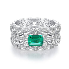 Load image into Gallery viewer, S925 Sterling Silver Emerald Ring Female High Carbon Diamond