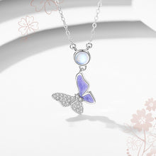 Load image into Gallery viewer, Female 925 Silver Forest Personalized Glass Butterfly Necklace