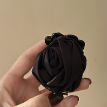 Load image into Gallery viewer, Rose Flower Hair Clip Medium Hair Volume Less Vintage Satin