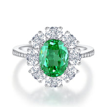 Load image into Gallery viewer, S925 Sterling Silver Emerald Ring Female High Carbon Diamond