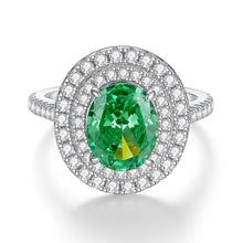 Load image into Gallery viewer, S925 Sterling Silver Emerald Ring Female High Carbon Diamond